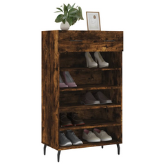 Smoked Oak Shoe Cabinet - 60x35x105 cm, Engineered Wood, Elegant & Durable Storage Solution