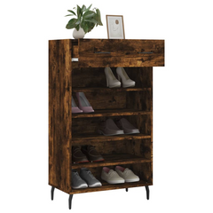 Smoked Oak Shoe Cabinet - 60x35x105 cm, Engineered Wood, Elegant & Durable Storage Solution