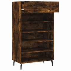 Smoked Oak Shoe Cabinet - 60x35x105 cm, Engineered Wood, Elegant & Durable Storage Solution