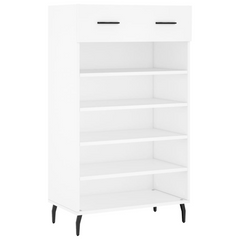 Shoe Cabinet - Elegant White Storage Unit, 60x35x105 cm, Engineered Wood with Iron Feet