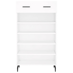 Shoe Cabinet - Elegant White Storage Unit, 60x35x105 cm, Engineered Wood with Iron Feet