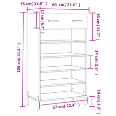 White Shoe Cabinet 60x35x105 cm - Modern Engineered Wood Storage Unit