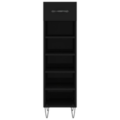 Black Shoe Cabinet - Engineered Wood, 30x35x105 cm - Stylish Storage Solution