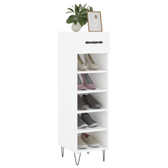 Shoe Cabinet White 30x35x105 cm | Engineered Wood Shoe Storage Organizer with Drawer & Compartments