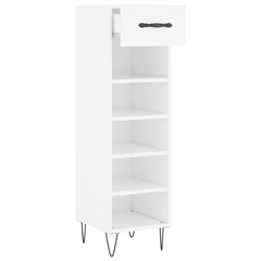 Shoe Cabinet White 30x35x105 cm | Engineered Wood Shoe Storage Organizer with Drawer & Compartments