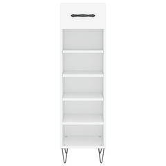 Shoe Cabinet White 30x35x105 cm | Engineered Wood Shoe Storage Organizer with Drawer & Compartments