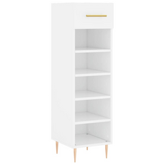 White Shoe Cabinet | Engineered Wood, 30x35x105 cm - Elegant & Durable Shoe Storage Solution