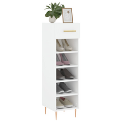 White Shoe Cabinet | Engineered Wood, 30x35x105 cm - Elegant & Durable Shoe Storage Solution