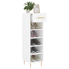 White Shoe Cabinet | Engineered Wood, 30x35x105 cm - Elegant & Durable Shoe Storage Solution