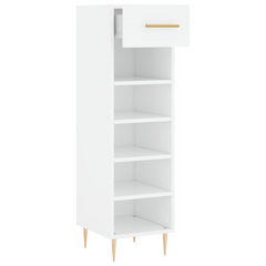 White Shoe Cabinet | Engineered Wood, 30x35x105 cm - Elegant & Durable Shoe Storage Solution