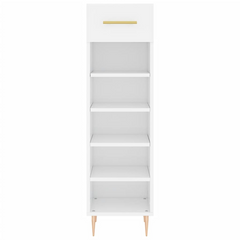 White Shoe Cabinet | Engineered Wood, 30x35x105 cm - Elegant & Durable Shoe Storage Solution