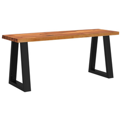 110cm Live Edge Bench - Solid Acacia Wood with U-shaped Metal Legs