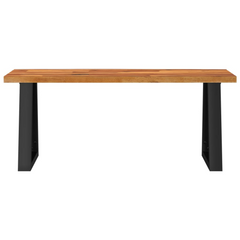 110cm Live Edge Bench - Solid Acacia Wood with U-shaped Metal Legs