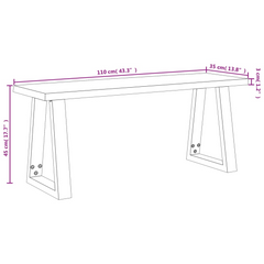 110cm Live Edge Bench - Solid Acacia Wood with U-shaped Metal Legs