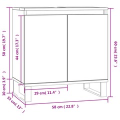 Bathroom Cabinet High Gloss White 58x33x60 cm Engineered Wood