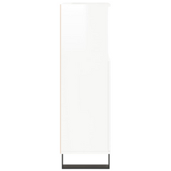 Bathroom Cabinet High Gloss White 30x30x100 cm Engineered Wood