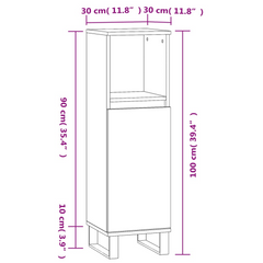 Bathroom Cabinet High Gloss White 30x30x100 cm Engineered Wood