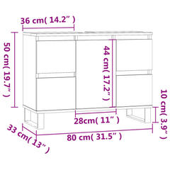 Bathroom Cabinet High Gloss White 80x33x60 cm Engineered Wood