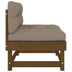 Middle Sofa with Cushions - Honey Brown Solid Pine Wood - Comfortable, Stylish & Durable