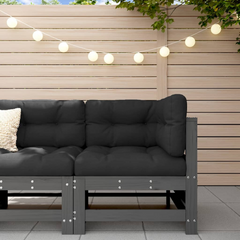 Elegant Grey Corner Sofa with Cushions - Solid Pine Wood | Perfect for Garden & Patio