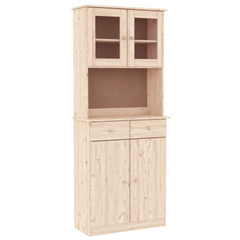 Highboard 77x35x188 cm - Solid Pine Wood Tall Cabinet with Ample Storage and Display Options