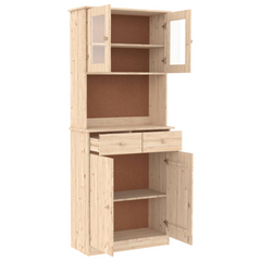 Highboard 77x35x188 cm - Solid Pine Wood Tall Cabinet with Ample Storage and Display Options