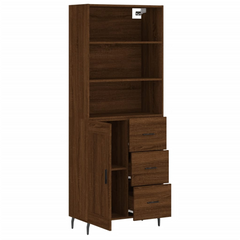 Highboard in Brown Oak - Stylish and Durable Storage Solution (69.5x34x180 cm, Engineered Wood)