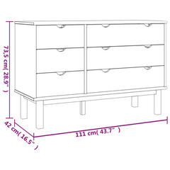 Drawer Cabinet OTTA Brown & White 111x43x73.5cm Solid Wood Pine