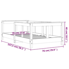 Kids Bed Frame White 70x140 cm Solid Pine Wood - Sturdy & Elegant