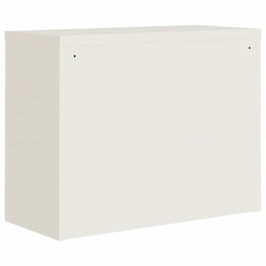 White Steel File Cabinet - 90x40x70 cm with Adjustable Shelf & Lockable Doors