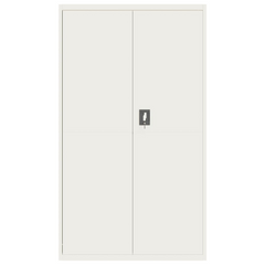 White File Cabinet – 105x40x180 cm Steel, Lockable & Adjustable Shelves