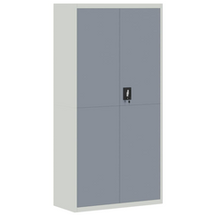 File Cabinet - Light Grey & Dark Grey Steel - 90x40x180 cm - Lockable with Adjustable Shelves