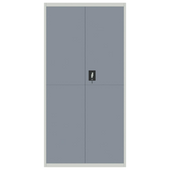 File Cabinet - Light Grey & Dark Grey Steel - 90x40x180 cm - Lockable with Adjustable Shelves