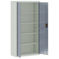 File Cabinet - Light Grey & Dark Grey Steel - 90x40x180 cm - Lockable with Adjustable Shelves