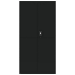 Black Steel File Cabinet - 4 Adjustable Shelves, Lockable, 90x40x180 cm