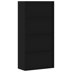 Black Steel File Cabinet - 4 Adjustable Shelves, Lockable, 90x40x180 cm