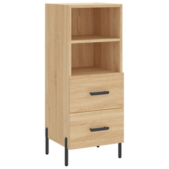 Sonoma Oak Highboard 34.5x34x180 cm - Elegant Engineered Wood Storage Cabinet with Metal Feet