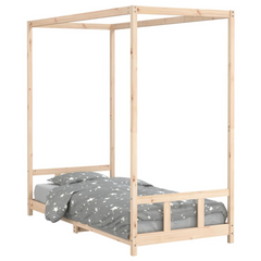 Kids Bed Frame 90x200 cm | Solid Pine Wood Canopy Bed for Children