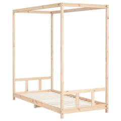 Kids Bed Frame 90x200 cm | Solid Pine Wood Canopy Bed for Children