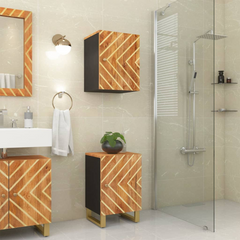 Bathroom Cabinet Brown and Black 38x33.5x58 cm Solid Wood Mango