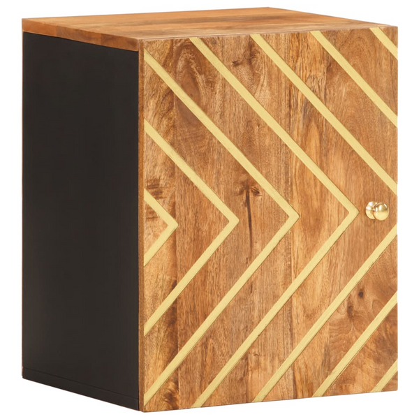 Bathroom Wall Cabinet – Elegant Solid Mango Wood, Space-Saving Brown and Black Finish