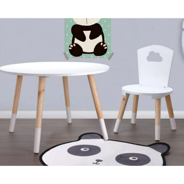 Wooden Children's Table 60x41 cm - White & Brown, Easy Assembly