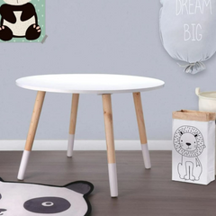 Wooden Children's Table 60x41 cm - White & Brown, Easy Assembly