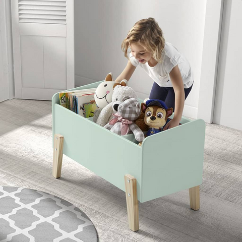 Kids Toy Box - Wood - Mint Green - Stylish & Functional Storage Solution for Children's Toys