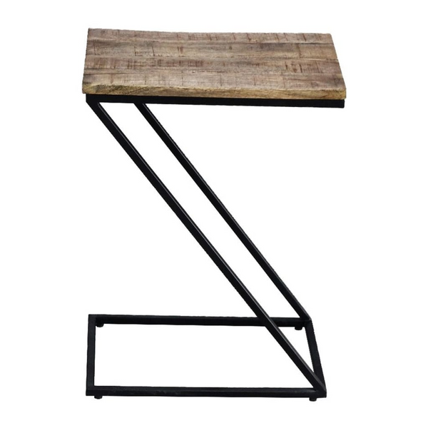 Side Table - Elegant Industrial Design with Mangolia Wood & Metal