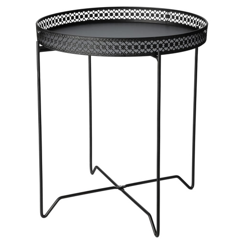 Round Black Side Table | Stylish Industrial Design | Easy Assembly