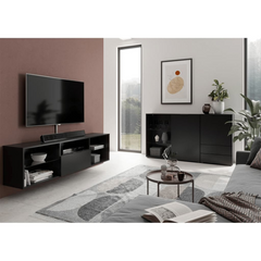 Modern Black TV Cabinet - 153.5x31.7x52 cm | Sleek Storage Solution for Home Entertainment