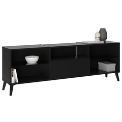 Modern Black TV Cabinet - 153.5x31.7x52 cm | Sleek Storage Solution for Home Entertainment