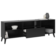 Modern Black TV Cabinet - 153.5x31.7x52 cm | Sleek Storage Solution for Home Entertainment