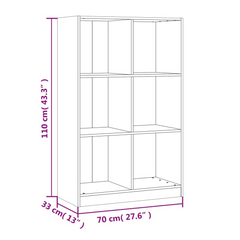 Solid Wood Pine Bookcase - 70x33x110 cm | Rustic Multi-Compartment Storage Shelf